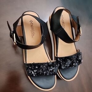 Spring Step Black Floral Sandals